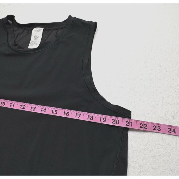 ATHLETA Women Crop Top Mesh Back Sleeveless Stretch Sz L Black Workout Gym 3-18 - Picture 9 of 10